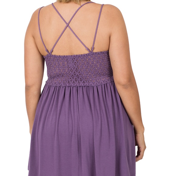 #52 Hot Pink Lace & Cotton tunic top - Picture 4 of 4